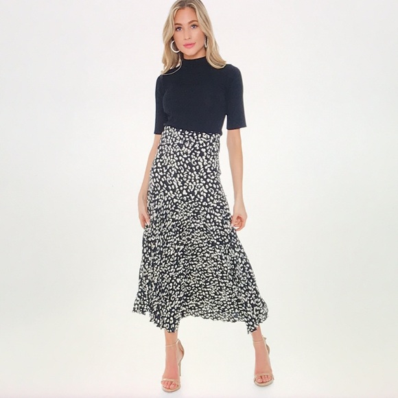 Bardot buckle pleated leopard midi skirt XS - Picture 5 of 10